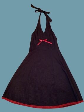 Morbid Threads Rockabilly Vixen Polka Dot Halter Dress Juniors Sz M